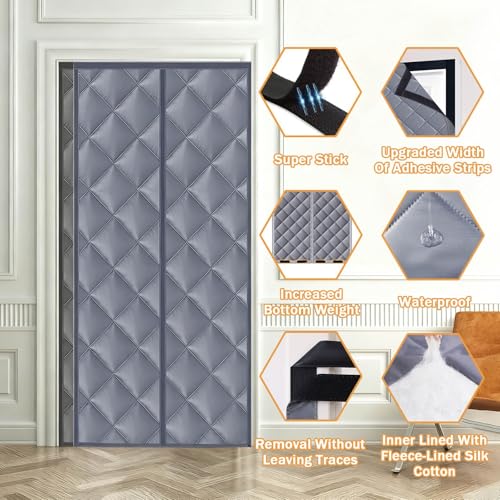 Rideau de porte magnétique thermique isolant froid chaleur gris - 4