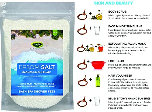 Image of Thanjai Natural Epsom Bath Salt 10kg for Muscle Relief, Relieves Aches & Pain Granule Magnesium Sulphate) for Plants, Gardening,Water Soluble Fertilizer,Soil Manure