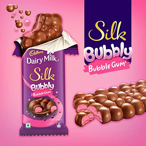 Image of Cadbury Dairy Milk Silk Bubbly Bubblegum Chocolate Bar, 120 Gram