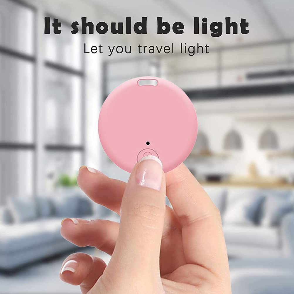 Localizzatore GPS portatile Bluetooth 5.0 con anello a strappo, dispositivo anti-perdita intelligente, dispositivo impermeabile, localizzatore di animali domestici per cani, gatti, portafogli,Rosa
