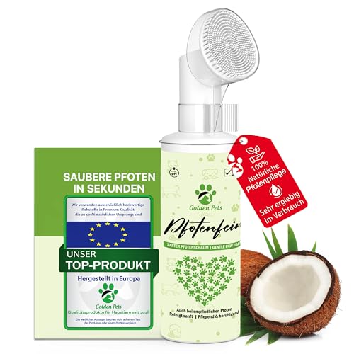 Pfotenreiniger für Hunde & Katzen I 100% Natürlicher Pfotenschaum reinigt & pflegt, 200 ml - Gegen Dreck & Staub Hundepfoten Reiniger ohne Wasser I Hundezubehör & Hundepflege
