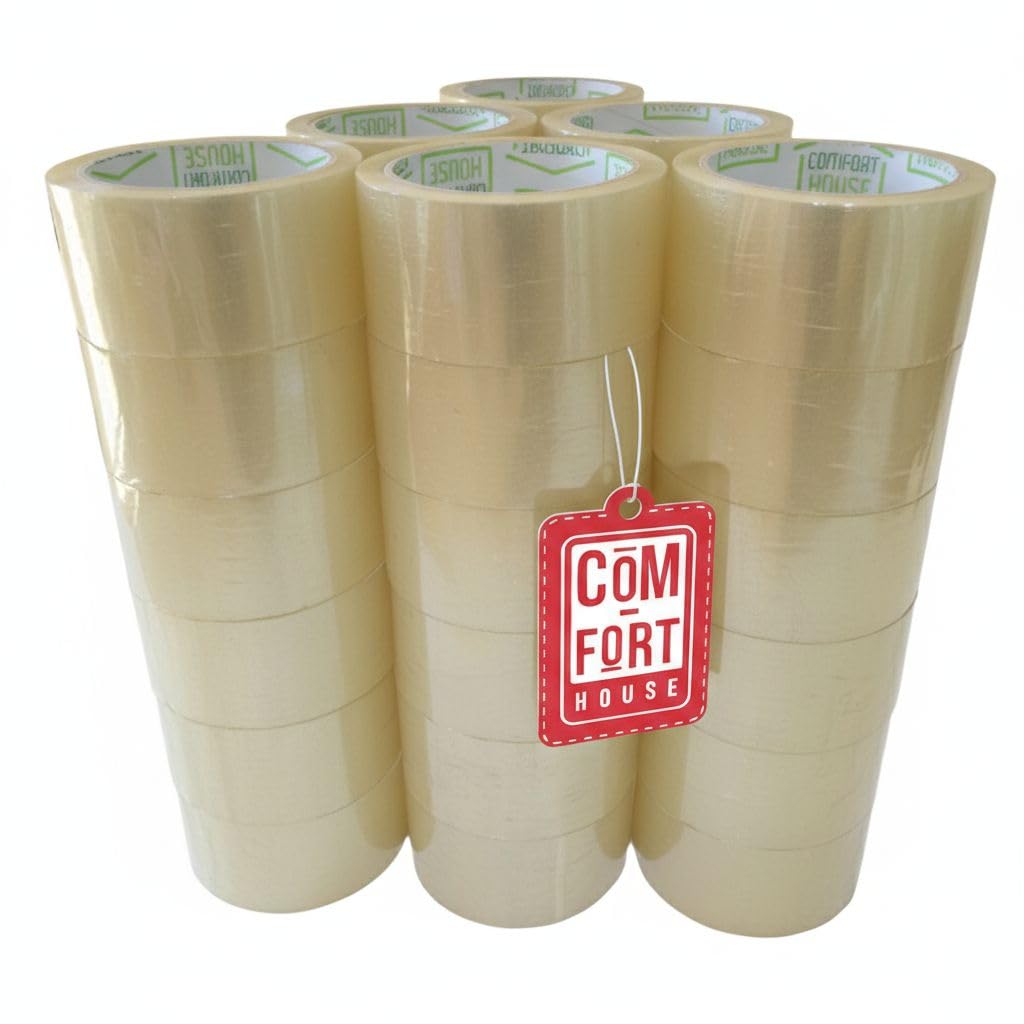 COM-FORT HOUSE Rotoli di nastri adesivi da imballaggio, nastro adesivo per pacchi - 48 mm x 132 m (36, trasparente)
