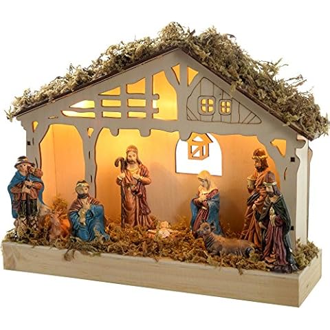 WeRChristmas Pre-Lit Wooden Nativity Scene Cover