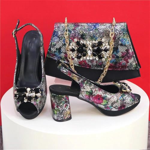 Womens 2025 Peep Toe Wedding Shoes Set Large Size Rhinestone Pumps and Big Evening Bag Party Satin Clutch Purse2