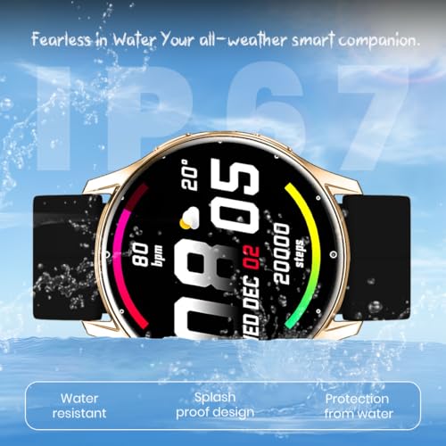 Image of PunnkFunnk Active 2 Smartwatch, 1.39 inch HD Round Display, Bluetooth Calling, Heart Rate & SPO₂, 100+ Sports Modes, IP67, Long Battery Life for Men & Women (Magnetic Black Gold Dial)