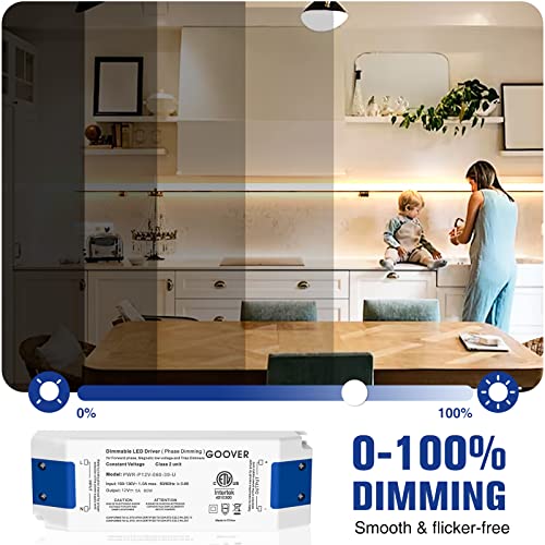 Image of GOOVER 60W Triac Dimmable Driver,Power Supply,AC 120V to DC 12V Transformer,Compatible with Lutron and Leviton Dimmers,for LED Lighting,Class 2,ETL Certified
