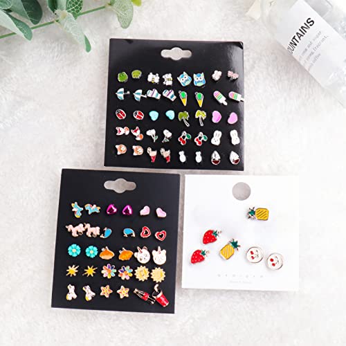 Newitin 40 Pairs Colorful Cute Stud Hypoallergenic Earrings Stainless Steel Earrings For Girls And Women #TOP2