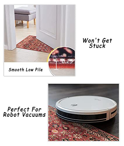 vivorug Runners for Hallways 2'x10', Non Slip Washable Rug, Carpet Runner for Kitchen Laundry Room Bedroom, Ultra Soft Rug Runner with Rubber Backing, Cherry Red/Spice