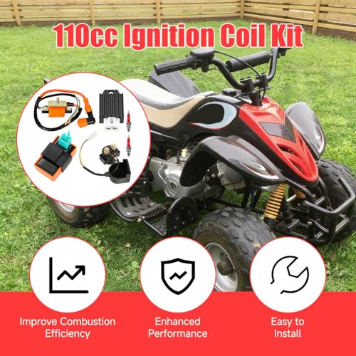 Image of GREHUA Ignition Coil CDI Box Starter Solenoid Relay Voltage Regulator Compatible with Tao tao Coolster 110cc 125cc Chinese ATV Quad 4 Wheeler SSR Lifan Kazuma 4 Stroke Go Kart Dirt Bike Parts (Orange)
