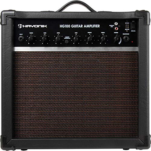 HAYONIK, Amplificador/Cubo Para Guitarra, 100W RMS, Alto Falante 10', Overdrive e Clean, Saída Para Fone de Ouvido, Eq Grave, Médio e Agudo, HG100