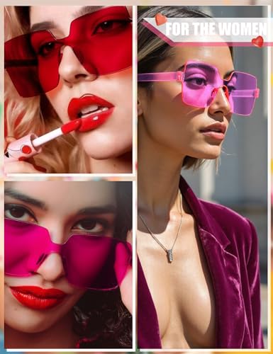 Oversized Big Square Sunglasses, Colorful Fun Rimless Glasses, Neon Party Rectangle Sunglasses for Women Men3