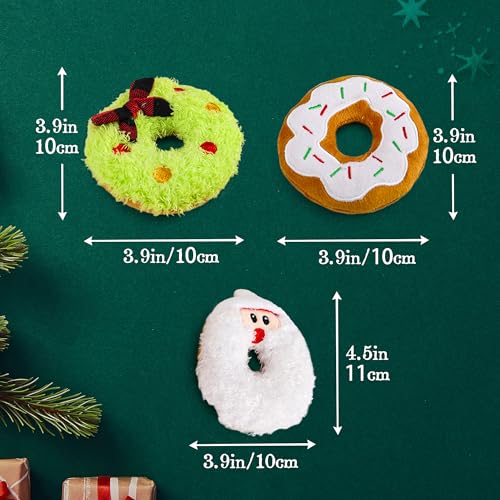 ALL FOR PAWS Weihnachts-Hundespielzeug - Festliche Plüschspielzeuge,Ideal für Apportierspiele und als interaktives kleine, mittlere und große Hunde. (Donut Toys)