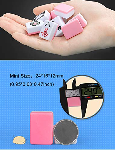 Set de Mahjong Mini 144 Fichas Accesorios con Bolsa y Mantel Rosado miniatura 2