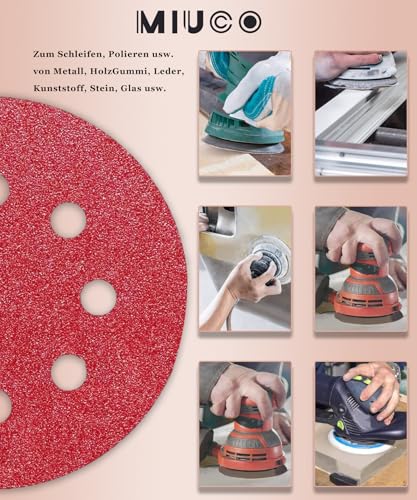 Schleifpapier 125mm Klett 220 Körnung, 8 Loch Schleifscheiben 125mm Rund Klett für Exzenterschleifer by TWSTYFAL (110 Stück)