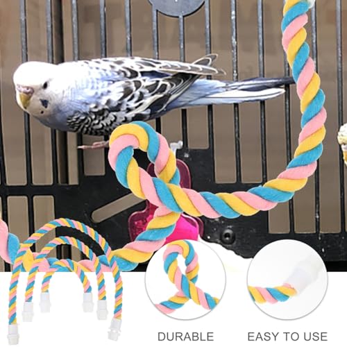 Image of POPETPOP Parrot Climb Toys Cotton Rope Perch Set of 3 Bendable Rope Perches for Birdcage Hanging Play for Parrots and Cockatiels Interactive Bird Stand for Climbing and Chewing