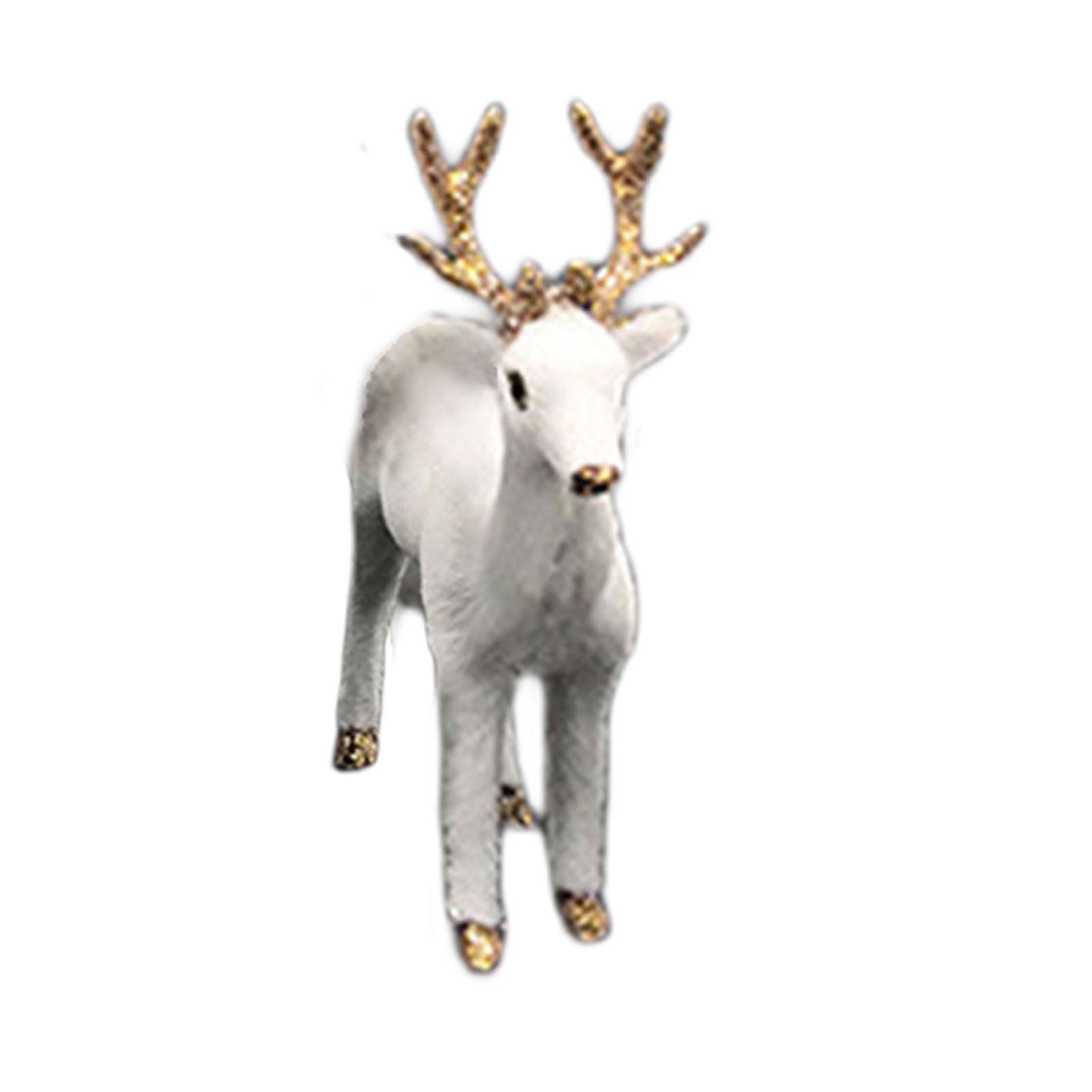 Lerpwige Christmas Deer Figurines Deer Animal Model Realistic Reindeer Figurines With Glittered Antlered And Feet Centerpieces Tabletop Ornament