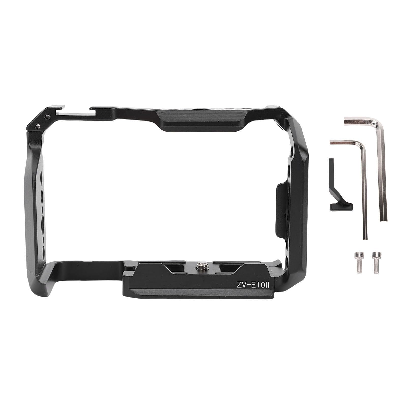 Emoshayoga Jaula de Cámara de Aleación de Aluminio para ZV-E10II con Soporte de Zapata Fría, Orificios para Tornillos de 1/4 Pulgadas y 3/8 Pulgadas para Producción de Películas con Plataforma de