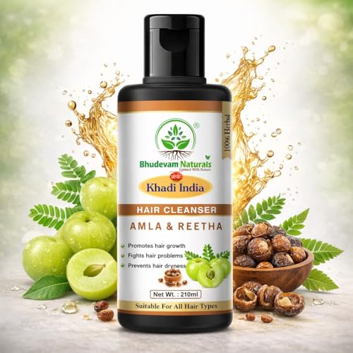Image of Bhudevam Natural Khadi Amla & Reetha Organic Herbal Shampoo For Healthy And Shiny Hair | Ayurvedic Shampoo for Healthy Hair | Suitable for All Hair Types- Pack of 2