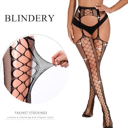 Image of Fishnet Stockings Lace Stockings Tights Fishnet Pantyhose Hollow Sexy Rhinsetone Stockings for Women