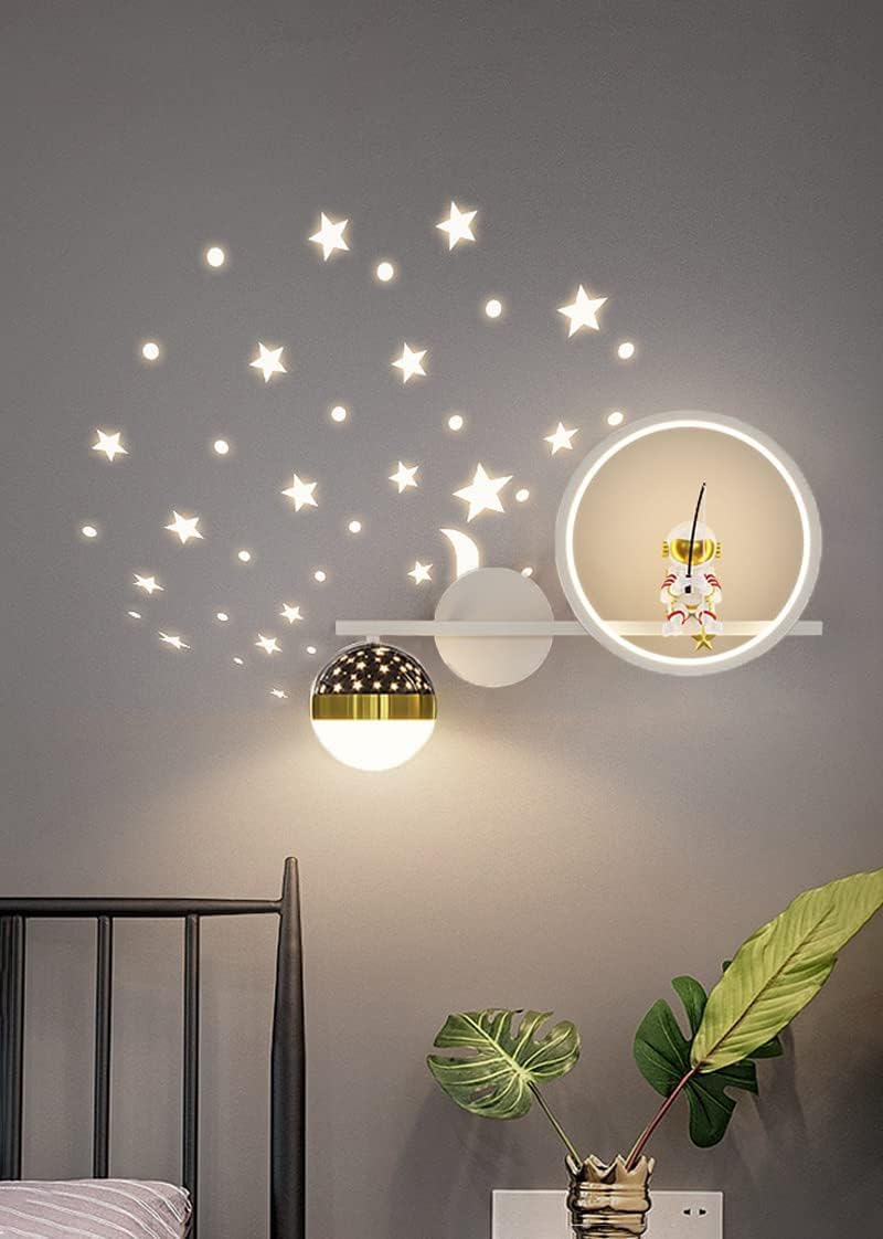 Applique da Parete LED per Bambini Moderna Dimmerabile lampade da comodino Astronauta Spaziale Luce a Muro Interni per Vivaio Stanza Bambin Cameretta camera da letto comodino Soggiorno illuminazione