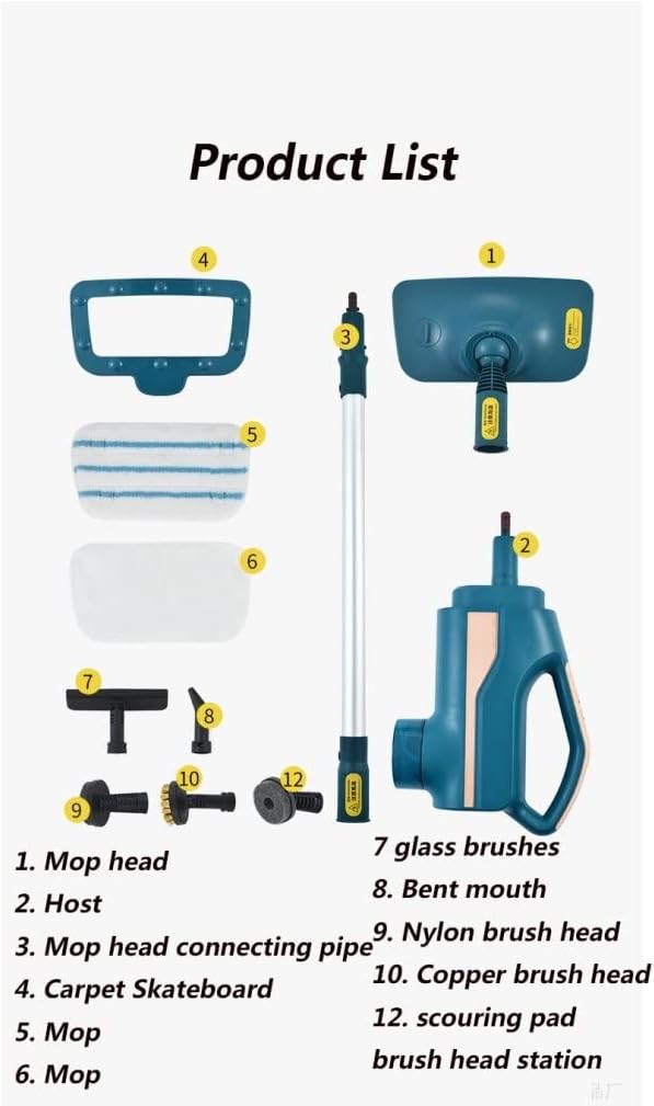 Grafken Steam Mop, Handheld Household Electric Mop Water Spray All-in-one Machine, Suitable for Kitchen, Bathroom, Living Room, Bedroom (Color : White)