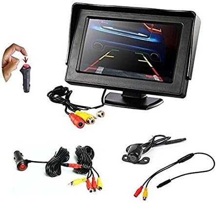 REARMASTER Easy Installation 12V Car Backup Camera and Monitor Kit with RCA connection,Power On/Off Button Integrated in Cigarette Lighter,Two Installations Camera + 4.3 inch Desktop Monitor