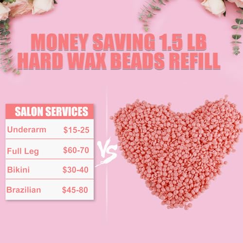Image of Wax Beads Bulk - 1.5lb Wax Beans Supplies for Esthetician - Professinal Painless Waxing for Face, Upper Lip, Bikini, Leg, Women Natural Melting Kit - Hypoallergenic Hard Wax Beads Bulk