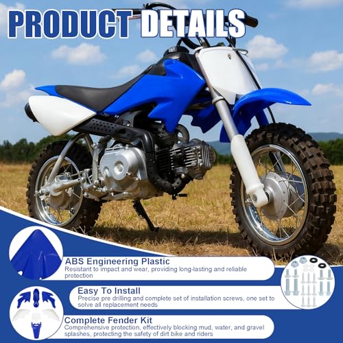 Image of Podoy CRF50 Body Fender Kit for Compatible with XR50 XR 50 CRF 50 SDG SSR Pit Dirt Motor Trail Bike Black with Bolt Work Fairing Plastic (Blue)