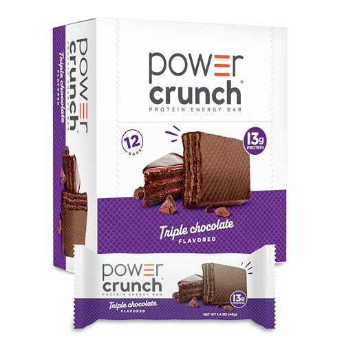 Power Crunch Protein Wafer Bars, High Protein Snacks with Delicious Taste, Triple Chocolate, 1.4 Ounce (12 Count)