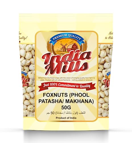 INDIA MILLS Foxnuts (Phool Patasha / Makhana) 50g | Plain & Natural Lotus Seeds | High Protein | No Preservatives | Vegan Snack