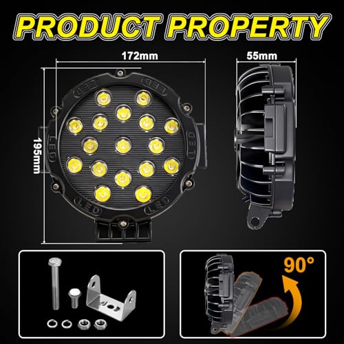 Lámparas LED Off Road 7 pulgadas 5100LM para vehículo miniatura 6
