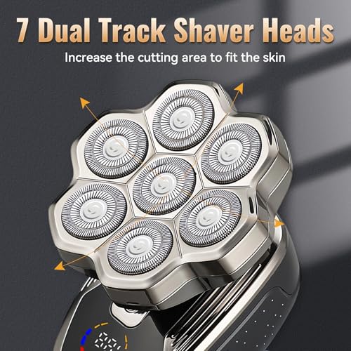 Image of 5 in 1 Head Shavers for Bald Men, 7D Skull Head Shaver with Rechargeable Battery, Electric Razor, Hair Clippers, Nose Hair Trimmer, Cleaning Brush, Hair Manager, Idea Gift for Men(White)