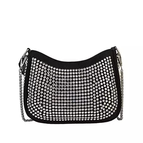 Genericfourretout Allover Rhinestone Decor Square Sling Bag With