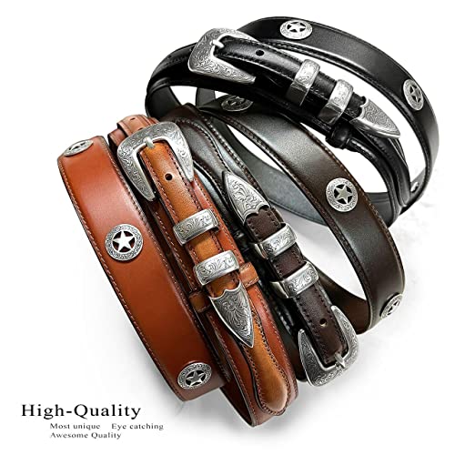 Image of Belts.com Western Buckle Belt Oil Tanned Genuine Leather Ranger Belt 1-3 /8 inch(35mm) Taper to 3 /4 inch(19mm) Wide-Multiple choices