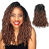 Eliza Wavy Gypsy Locs Ombre Crochet Hair 14' 8Packs/Lot Goddess Locs 100% Kanekalon Fiber Faux Locs...