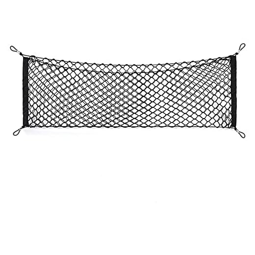 Car Rear Cargo Net, Universal Adjustable Elastic Trunk Cargo Storage Organizer Net Compatible for SUV, Jeep, Truck, Storage Nylon Mesh Double-Layer with Hooks (35.4 x 15.7 Inch)