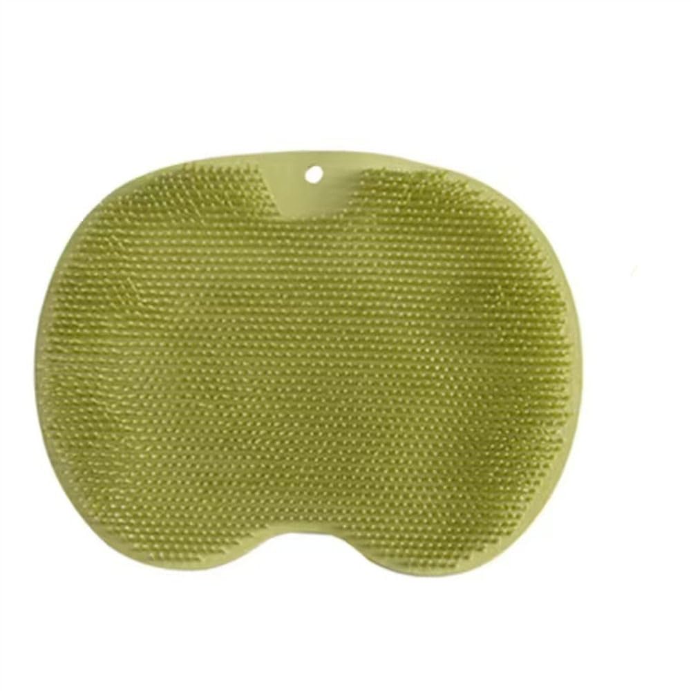 Wall Mounted Back Scrubber Shower Massage Pad Silicone Body Washer with Suction Cup Foot Mat Exfoliating Dead Skin for Adults,Green,28 * 21CM