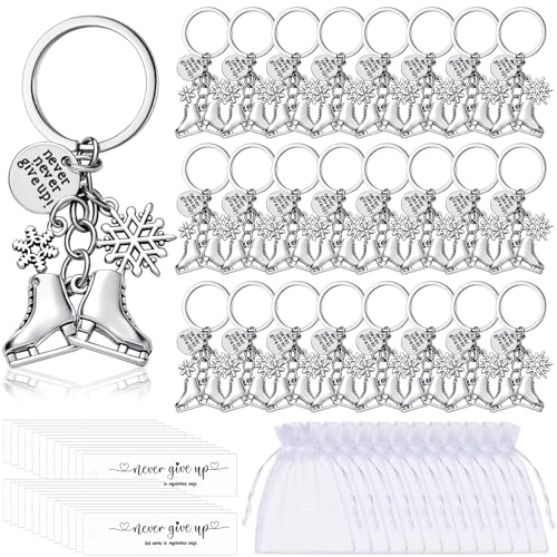 Loetere 24 Sets Ice-skating Keychain Gifts Never Give Up Christmas
