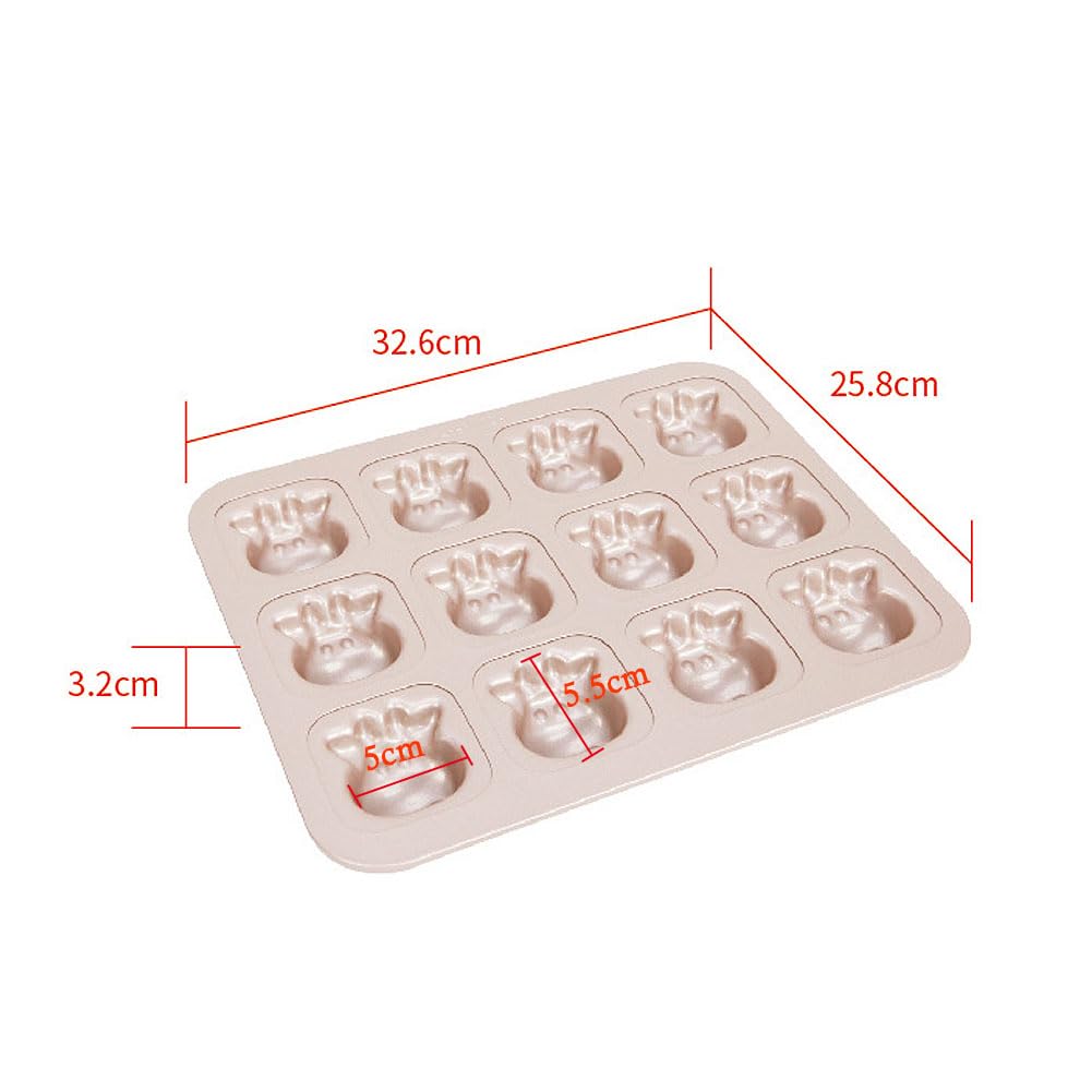 CANDeal Molde para Hornear Muffins con Forma De Buey De 12 Cavidades, Moldes Antiadherentes para Hornear Pasteles De Animales, Moldes para Pasteles De Vaca Novedosos para Hornear En El Horno