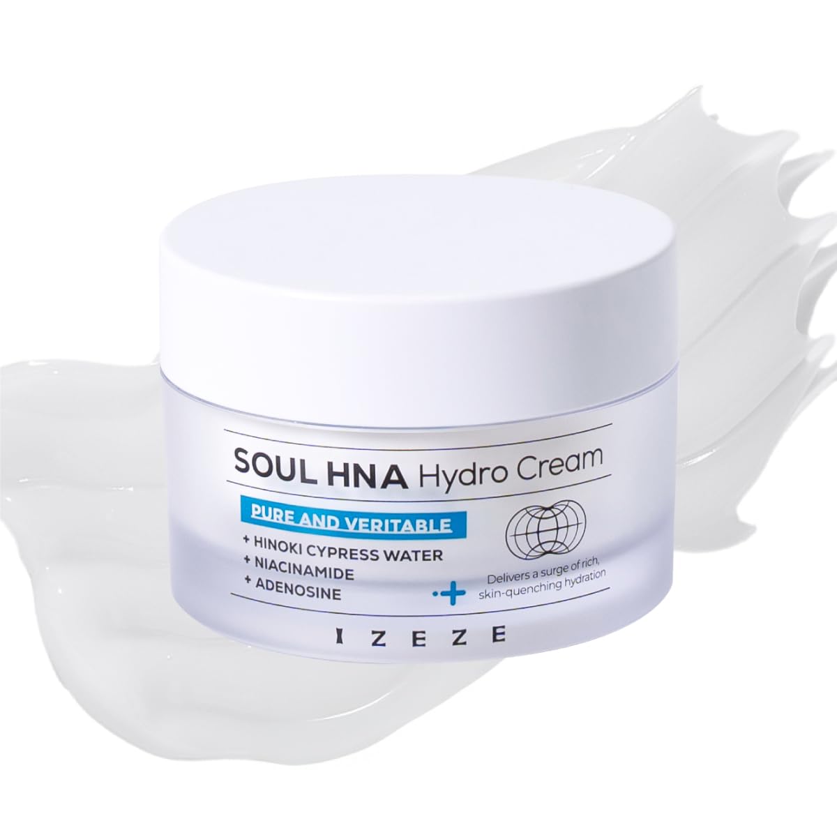 IZEZE Soul HNA Hydro Cream 1.69 fl.oz, 50 ml | Hyaluronic Acid Moisturizer Face Cream, Adenosine Facial Cream, Cypress Water, Korean Skincare for Dry Skin, Hydrating Cypress Extract