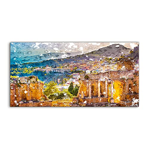 Tableau en verre trempé 140x70cm prestige Ruins Taormina