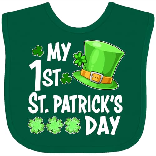 inktastic My 1st St. Patrick's Day Green Top Hat and Clovers Baby Bib Green 39cb3