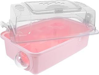 VANZACK Jaula de Viaje Portátil Hámster Transportador Transparente con Vista Panorámica Compacto y Mascotas Pequeñas Color Rosa