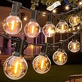 GLUROO 120FT Outdoor String Lights, G40 LED Patio Lights with 64pcs Bulbs, Waterproof Shatterproof Dimmable Globe Hanging Outdoor Cafe Bistro Porch Outside Light, 2Packs * 60ft