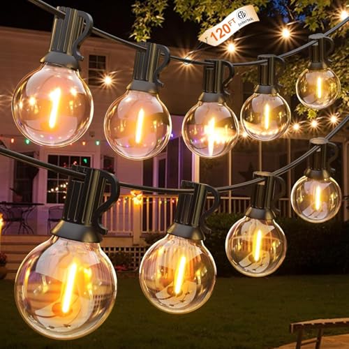 GLUROO 120FT Outdoor String Lights, G40 LED Patio...