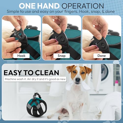 Image of Gooby Soft Mesh X Step in Dog Harness - Turquoise, Large