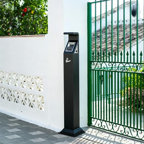 Image of AIWFL Commercial Trash Disposal with Removable Inner Barrel, Lock Design, Standing Metal Ash Receptacle for Outside Sidewalk Office Restaurant Bar Convenience Store