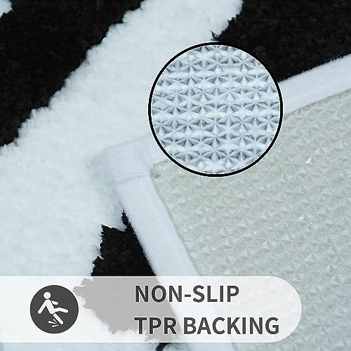 Black Get Naked Bath Mat, Long Runner Mat for Bathroom, Cute Fun Simple Bath Rug, Water Absorbent Non-Slip Microfiber Mat, 18"x47"