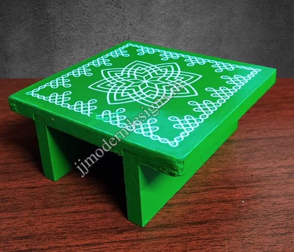 Buy JJ Modern Designs Lotus Rangoli Wooden Stand/Chakram Design Kolam Manai/for Lamps/Deities