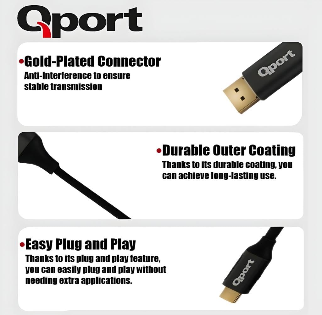 Qport Q Thd Type C To Display Port 4K 60Hz 2 Metre Kablo